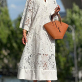 Maddalena | Abito midi con scollo a V a fiori glamour da spiaggia