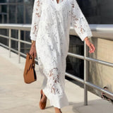 Maddalena | Abito midi con scollo a V a fiori glamour da spiaggia