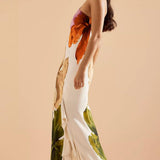 Mirella | Abito lungo elegante con stampa floreale e spalle scoperte