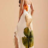 Mirella | Abito lungo elegante con stampa floreale e spalle scoperte