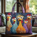 Borsa con cinque galline colorate