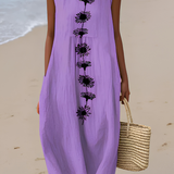 Gelsomina | Abito midi con fiore viola
