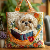Borsa Shih Tzu con libro e fiori