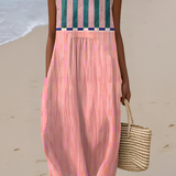 Dorotea | Abito midi pastello a righe