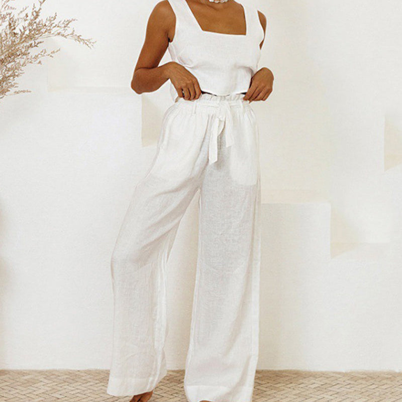 Elena | Set con top minimalista e pantaloni svasati