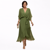Regina | Abito in chiffon con scollo a V