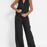 Rosa | Set con gilet abbottonato e pantaloni ampi
