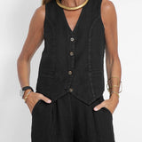 Rosa | Set con gilet abbottonato e pantaloni ampi