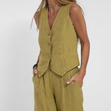 Rosa | Set con gilet abbottonato e pantaloni ampi