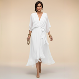 Regina | Abito in chiffon con scollo a V