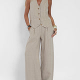 Rosa | Set con gilet abbottonato e pantaloni ampi