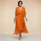Regina | Abito in chiffon con scollo a V