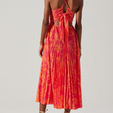 Sabina | Abito midi plissé elegante con stampa floreale chic costiera