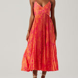 Sabina | Abito midi plissé elegante con stampa floreale chic costiera