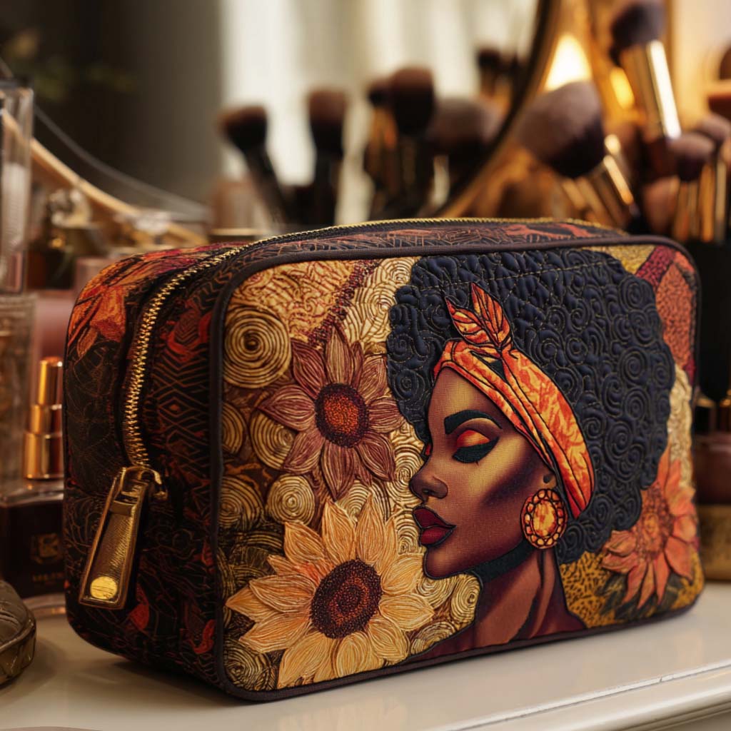 Beauty case trapuntato con fiore vistoso NCU0NT10371