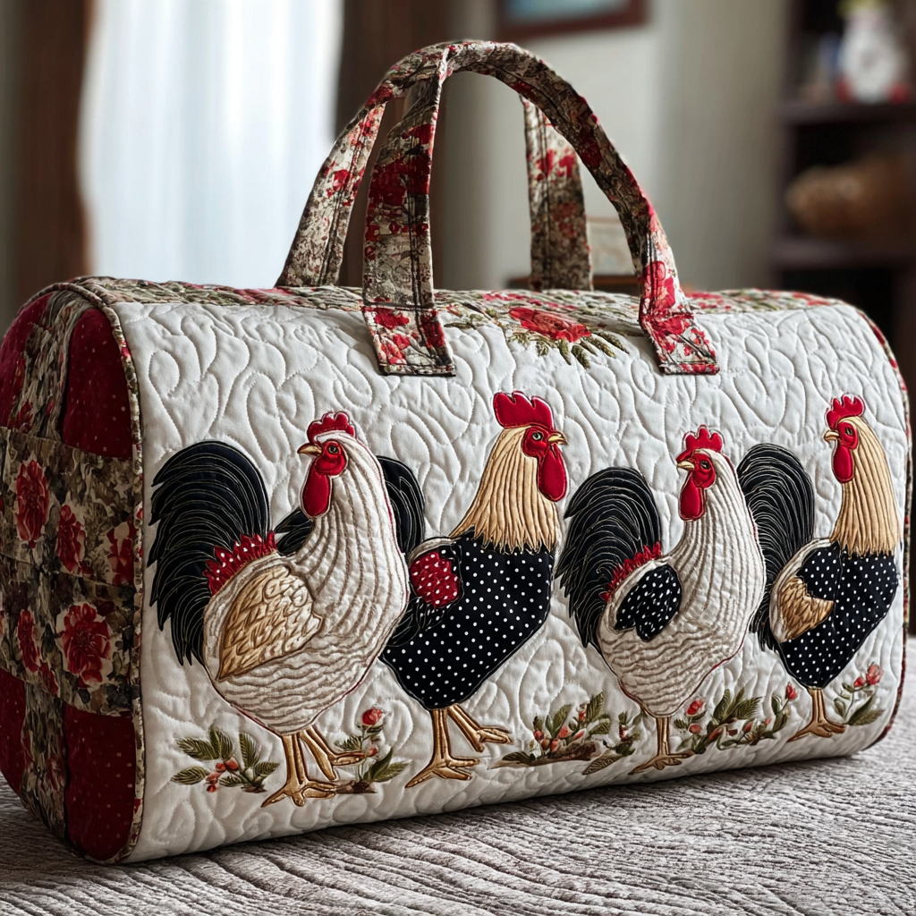 Borsa da viaggio trapuntata – Galline di campagna