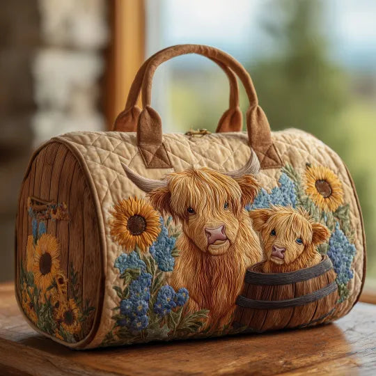 Borsa da viaggio trapuntata – Mucca scozzese