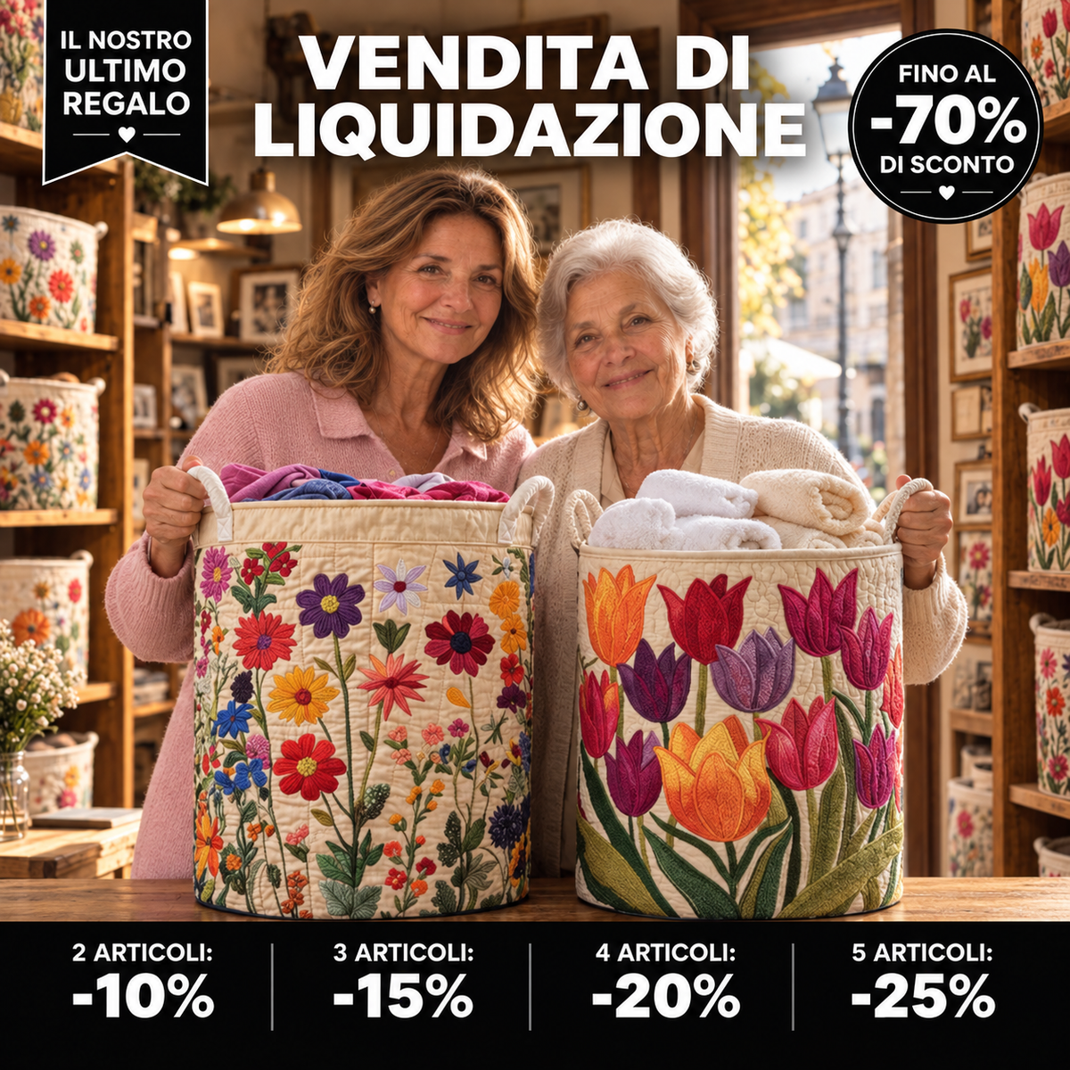 Valentina Siena — collezione di cesti portabiancheria trapuntati