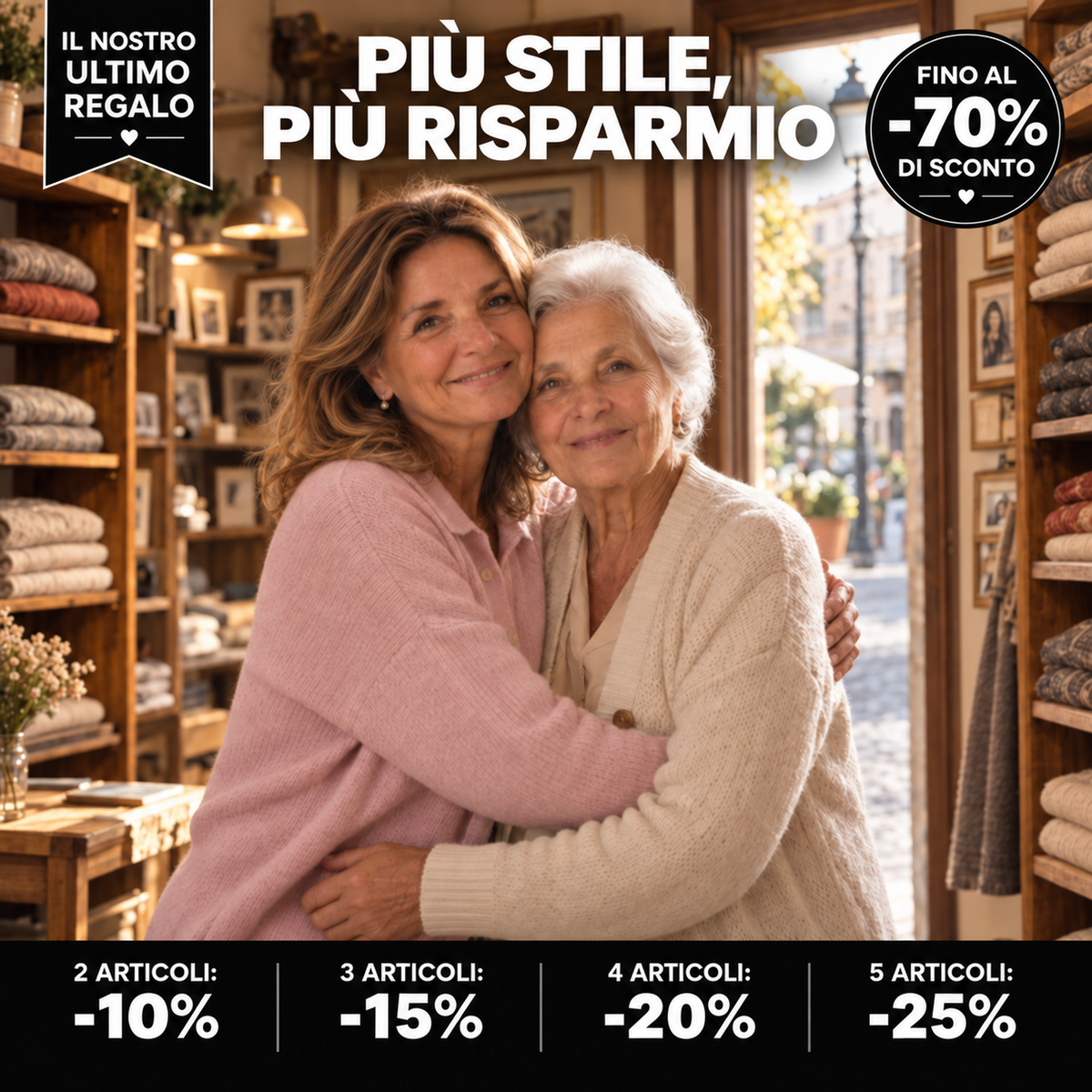 Valentina Siena — collections-mobile — fino al 70% di sconto. 2 articoli -10%, 3 articoli -15%, 4 articoli -20%, 5 articoli -25%.