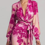 Annalena | Abito lungo a fiori con scollo a V e cintura