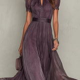 Mia | Abito lungo in chiffon vintage elegante
