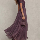 Mia | Abito lungo in chiffon vintage elegante