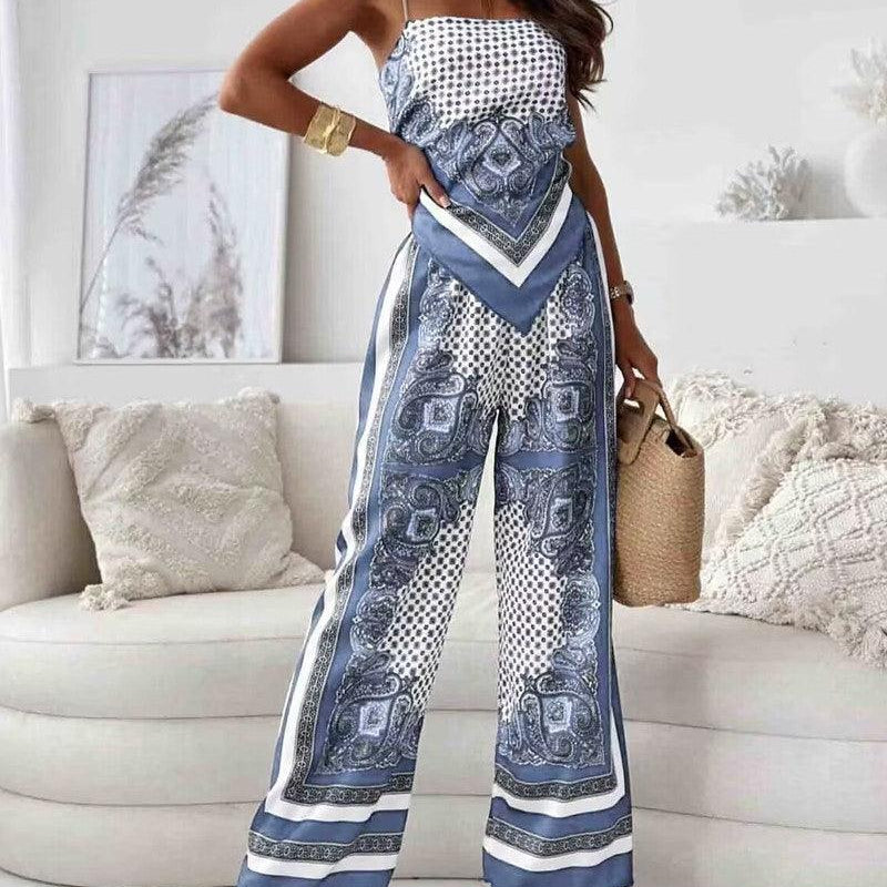 Lilia | Set elegante due pezzi con top allacciato e pantaloni pronti per la vacanza