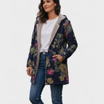 Aurora | Cappotto blu navy a fiori — 1