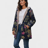 Aurora | Cappotto blu navy a fiori — 1
