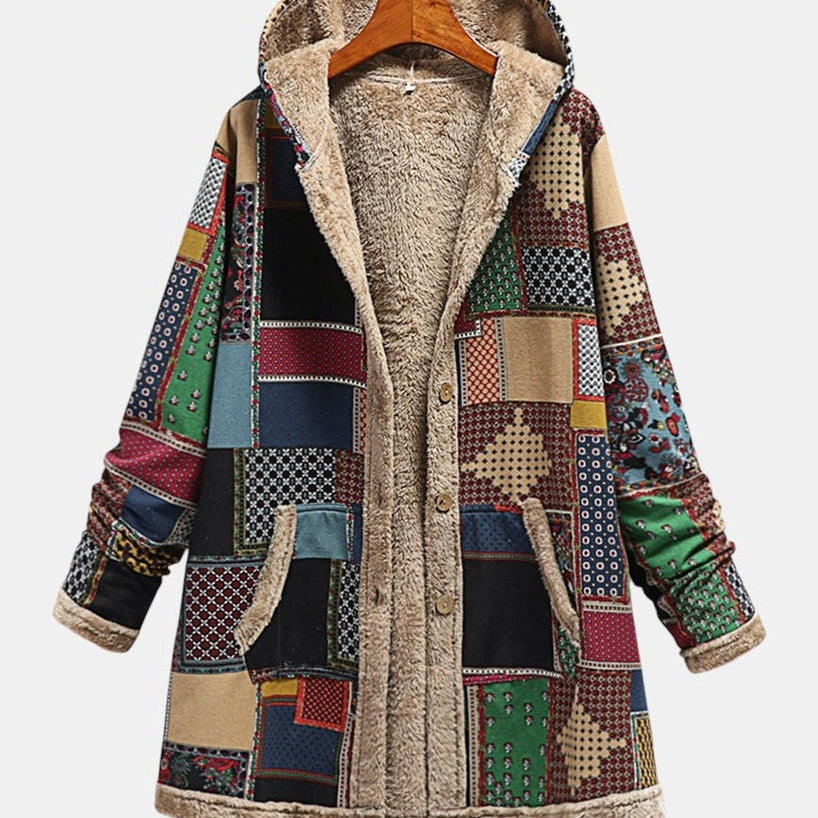 Ottavia | Felpa patchwork con cappuccio nei toni della terra — 1