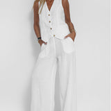 Rosa | Set con gilet abbottonato e pantaloni ampi