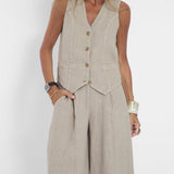 Rosa | Set con gilet abbottonato e pantaloni ampi
