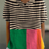 Emma-Carlotta | Blusa a righe decise con design color block