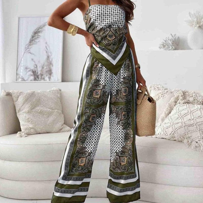 Lilia | Set elegante due pezzi con top allacciato e pantaloni pronti per la vacanza