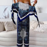 Lilia | Set elegante due pezzi con top allacciato e pantaloni pronti per la vacanza