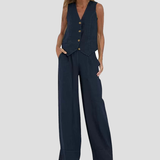 Rosa | Set con gilet abbottonato e pantaloni ampi