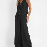 Rosa | Set con gilet abbottonato e pantaloni ampi