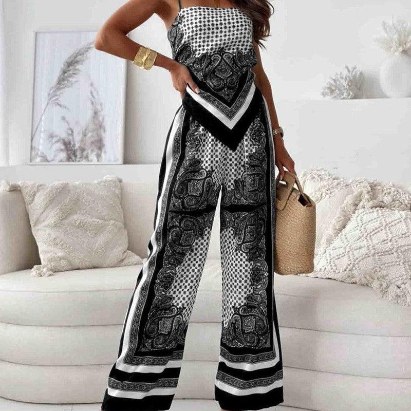 Lilia | Set elegante due pezzi con top allacciato e pantaloni pronti per la vacanza