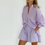 Teresa | Set arioso con blusa abbottonata e shorts