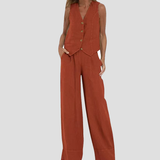 Rosa | Set con gilet abbottonato e pantaloni ampi