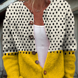 Cardigan giallo a pois con stampa e bottoni — 1