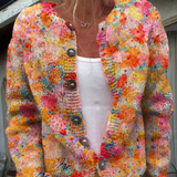 Cardigan casual con stampa floreale e bottoni — 1