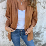 Cardigan in lino con volant — 1