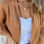 Cardigan in lino con volant — 3