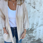 Cardigan in lino con volant — 7