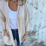Cardigan in lino con volant — 7