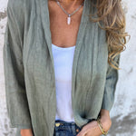 Cardigan in lino con volant — 8