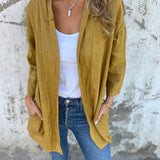 Cardigan in lino con volant — 12