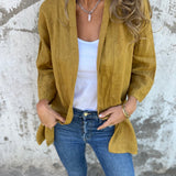 Cardigan in lino con volant — 13