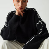 Alma | Maglia dolcevita oversize con dettagli in piqué — 3